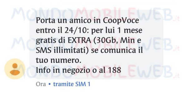CoopVoce porta un amico mese gratuito