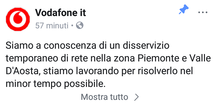 disservizio Vodafone