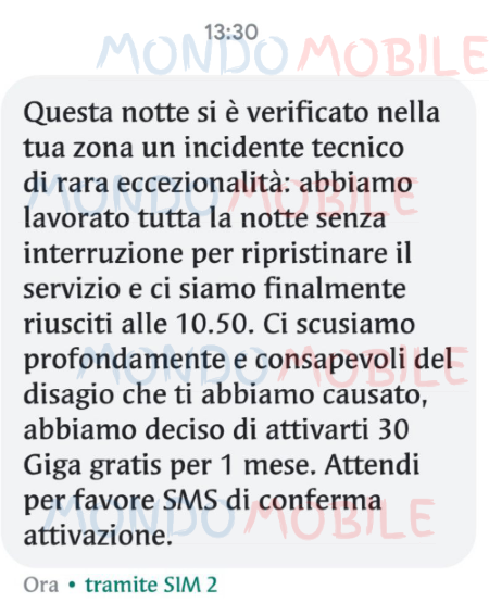 30 Giga disservizio Vodafone