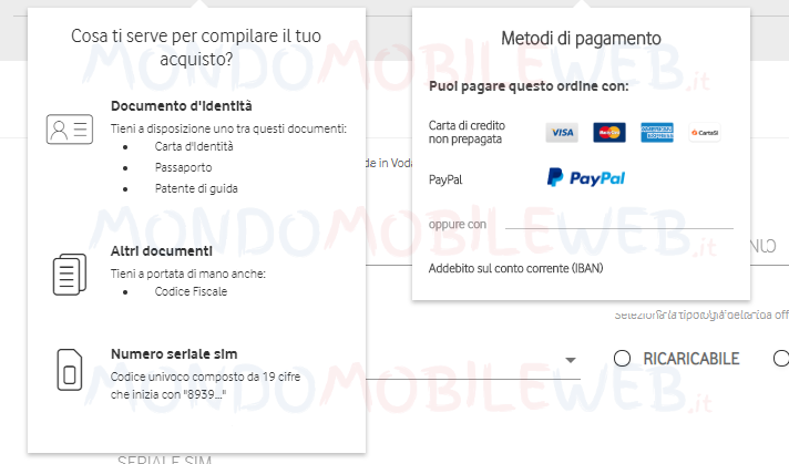 Vodafone Metodo di Pagamento