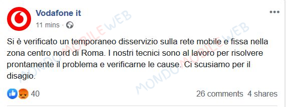 Disservizio Vodafone