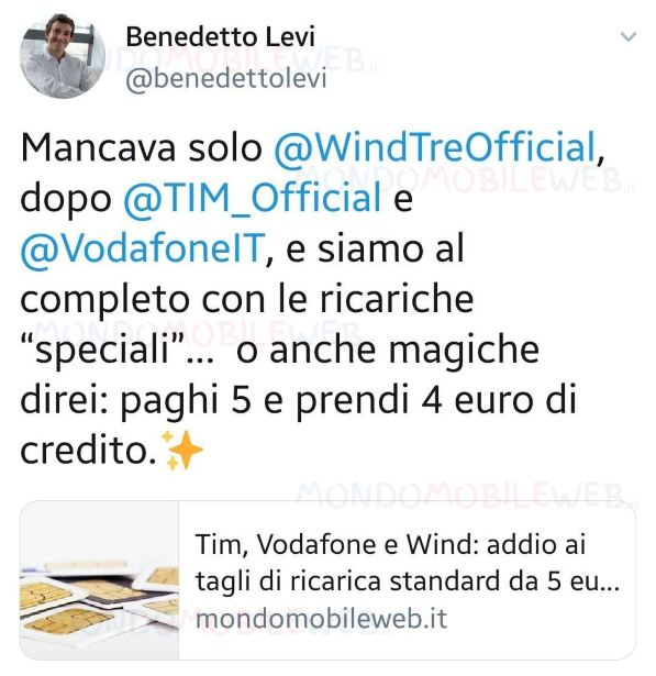 Benedetto Levi iliad ricarica