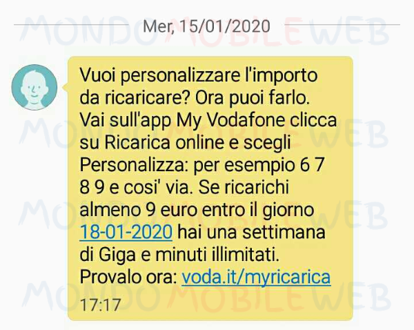 Vodafone ricarica personalizzata