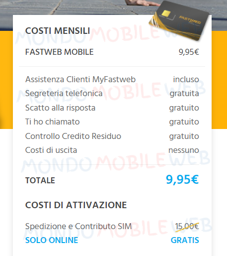 Fastweb Mobile promo online