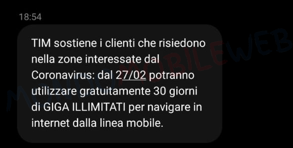 TIM Coronavirus Giga Illimitati