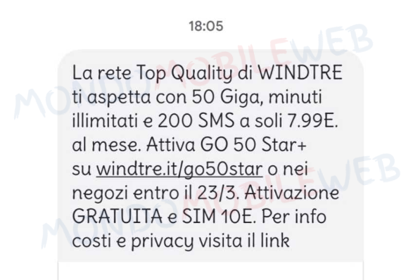 WINDTRE SMS winback