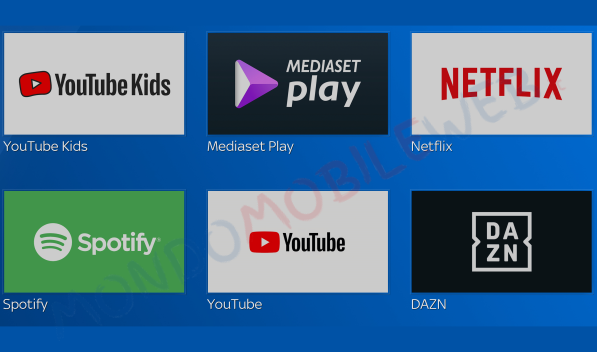 Sky Q YouTube Kids, Netflix, DAZN, Mediaset Play, YouTube e Spotify