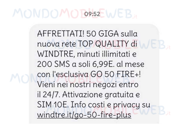 WINDTRE SMS winback