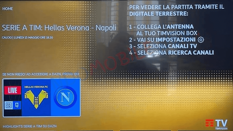 TIMVISION BOX CANALE ZONA DAZN