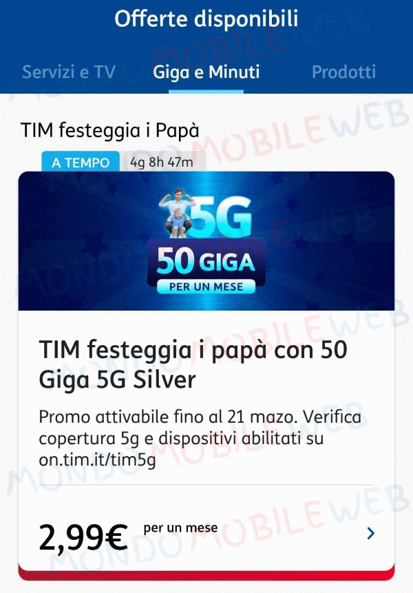 TIM Festa del Papà 50 Giga 5G Silver